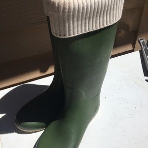 Green rain boots